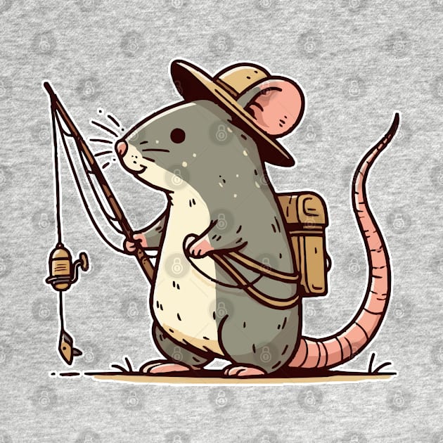 cute rat fishing with fishing rod by fikriamrullah